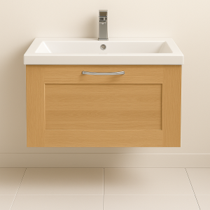 Bathroom  1 Drawer Wall Hung Mid Edge Basin Unit - Bramshaw