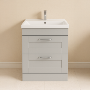 Freestanding  Bathroom 2 Drawer Mid Edge Basin Unit - Bramshaw